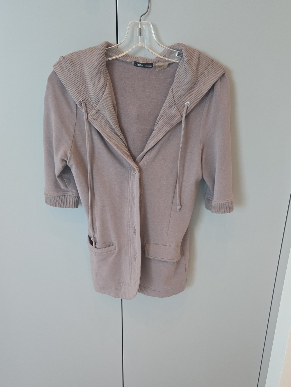 Linq Los Angeles Lightweight Hooded Cardigan in Taupe